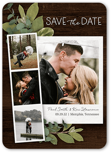 Stemmed Snapshot Save The Date, Brown, 5x7 Flat, Standard Smooth Cardstock, Rounded