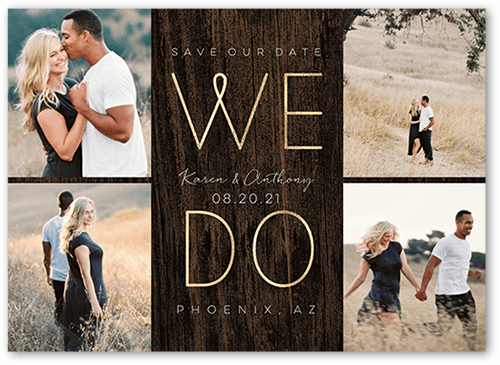 Wood We Do Save The Date, Brown, 5x7 Flat, Standard Smooth Cardstock, Square