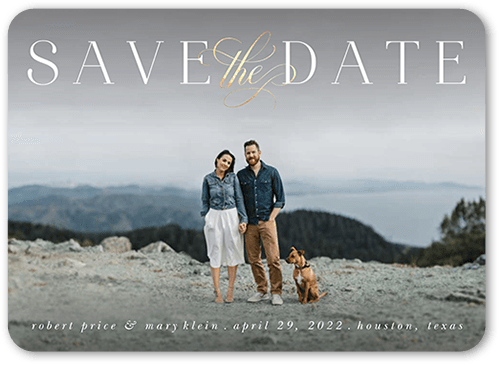 Elegant Type Save The Date, White, 5x7 Flat, Matte, Signature Smooth Cardstock, Rounded