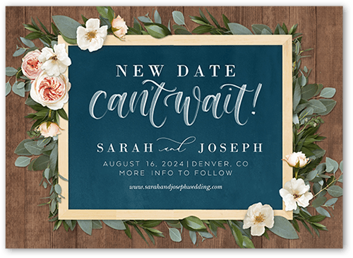 Bohemian Flowers Save The Date, Brown, 5x7 Flat, Pearl Shimmer Cardstock, Square