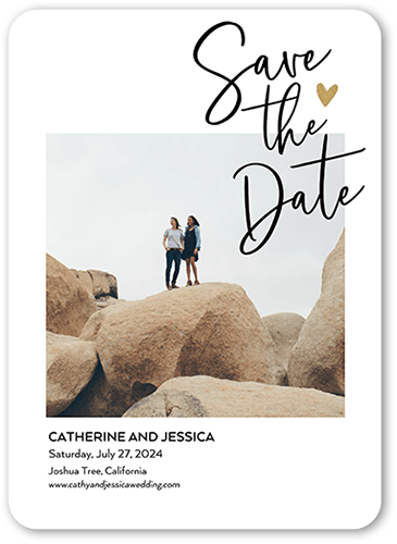 Save The Memories Save The Date, White, 5x7 Flat, Standard Smooth Cardstock, Rounded
