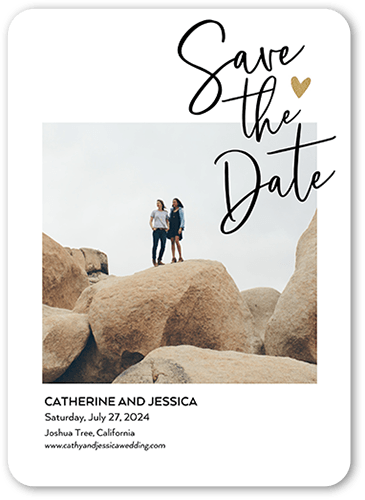 Save The Memories Save The Date, White, 5x7 Flat, Matte, Signature Smooth Cardstock, Rounded