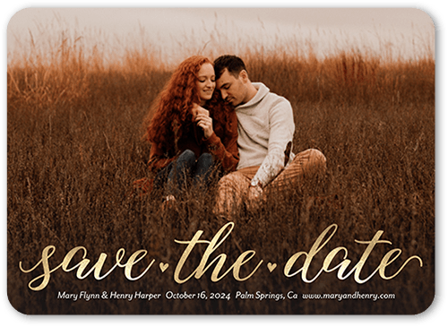 Whimsy Celebration Save The Date, none, Yellow, 5x7 Flat, 100% Recycled Cardstock , Rounded