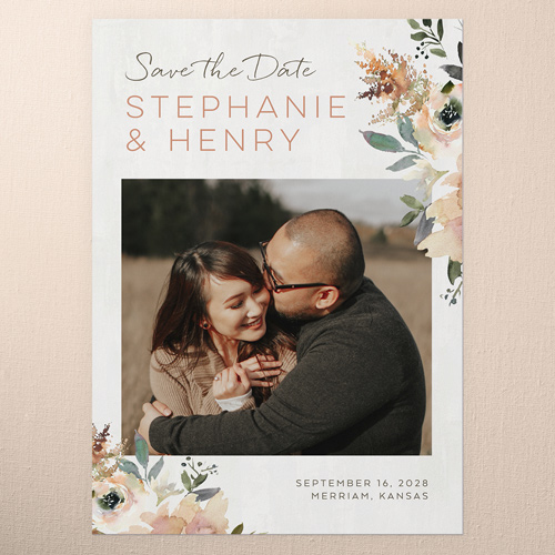 Painted Promise Save The Date, Beige, 5x7 Flat, Pearl Shimmer Cardstock, Square