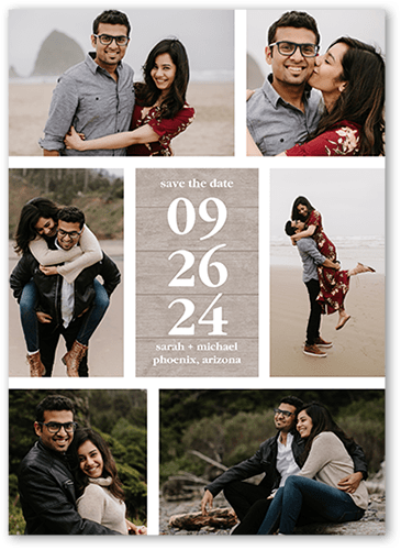 Minimal Rustic Save The Date, Grey, 5x7 Flat, Pearl Shimmer Cardstock, Square