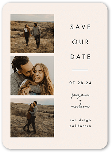 Novel Layout Save The Date, Beige, 5x7 Flat, 100% Recycled Cardstock , Rounded