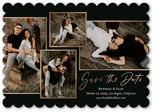 Fresh Frames Save The Date, Black, 5x7, Matte, Signature Smooth Cardstock, Scallop