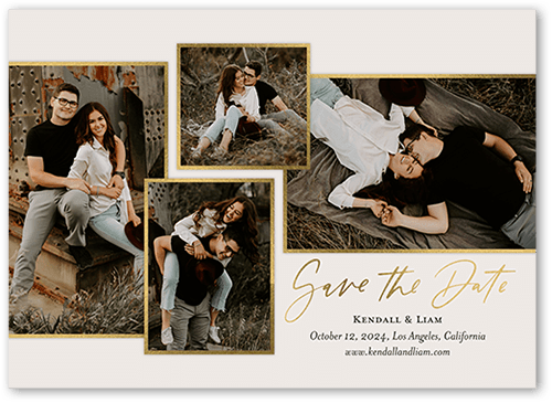 Fresh Frames Save The Date, Grey, 5x7 Flat, Matte, Signature Smooth Cardstock, Square