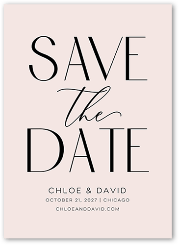 Simple And Classic Save The Date, Pink, 5x7 Flat, Matte, Standard Smooth Cardstock, Square, White