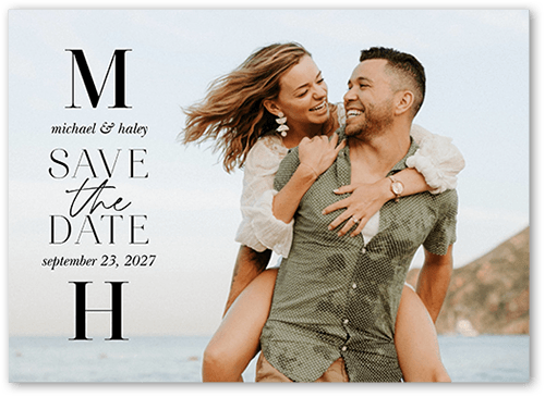 Me Plus You Save The Date, White, 5x7 Flat, Pearl Shimmer Cardstock, Square, White