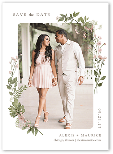 Framed In Foliage Save The Date, Purple, 5x7 Flat, Standard Smooth Cardstock, Square