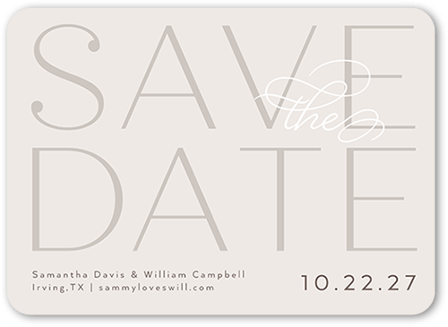 All The Elegance Save The Date, Gray, 5x7 Flat, Matte, Signature Smooth Cardstock, Rounded, Gray