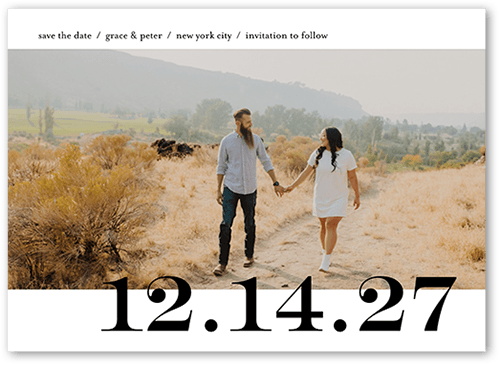 Central Date Save The Date, White, 5x7 Flat, Write Your Own Greeting, Matte, Signature Smooth Cardstock, Square