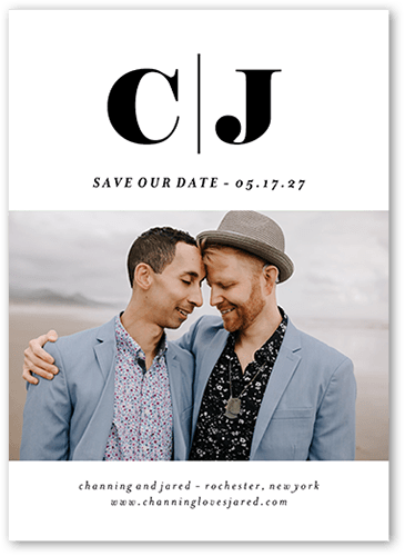 Two Together Save The Date, White, 5x7 Flat, Write Your Own Greeting, Standard Smooth Cardstock, Square