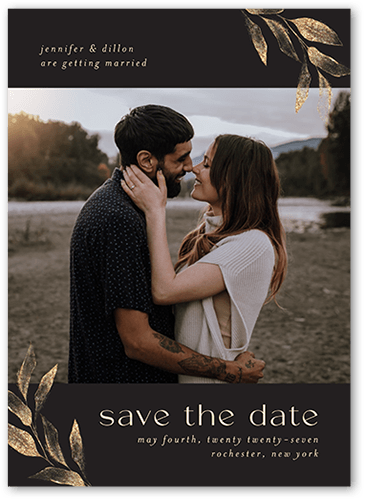 Golden Touch Save The Date, Grey, 5x7 Flat, Luxe Double-Thick Cardstock, Square