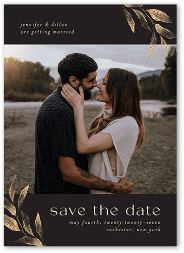 Golden Touch Save The Date, Grey, 5x7 Flat, Pearl Shimmer Cardstock, Square