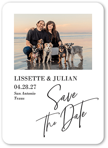 The Signature Date Save The Date, White, none, 5x7 Flat, Matte, Signature Smooth Cardstock, Rounded