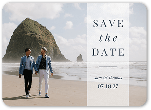 Serene Settings Save The Date, White, 5x7 Flat, Pearl Shimmer Cardstock, Rounded, White