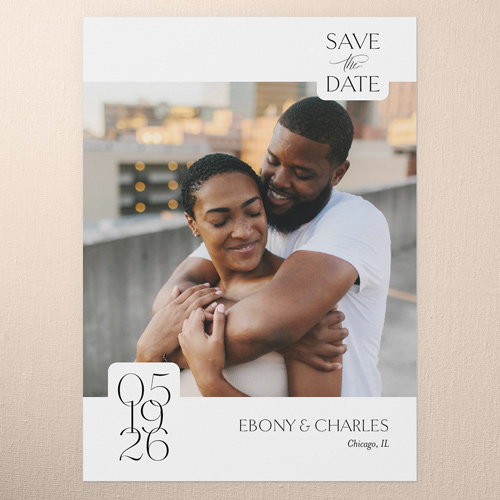 Lovely Essence Save The Date, White, none, 5x7 Flat, 100% Recycled Cardstock , Square, White