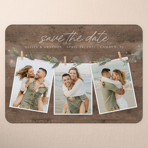 Charming Clips Save The Date, Brown, 5x7 Flat, Standard Smooth Cardstock, Rounded