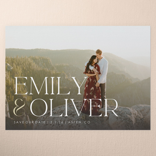 Modern Announcement Save The Date, White, 5x7 Flat, Pearl Shimmer Cardstock, Square, White