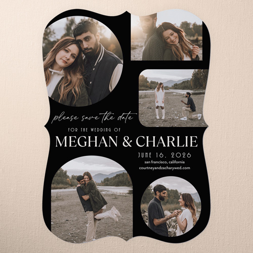 Unique Framing Save The Date, Black, 5x7 Flat, Pearl Shimmer Cardstock, Bracket