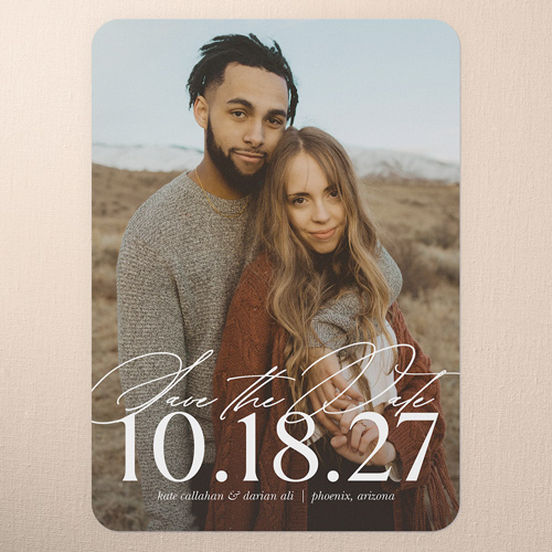 Almost Time Save The Date, none, White, 5x7 Flat, 100% Recycled Cardstock , Rounded