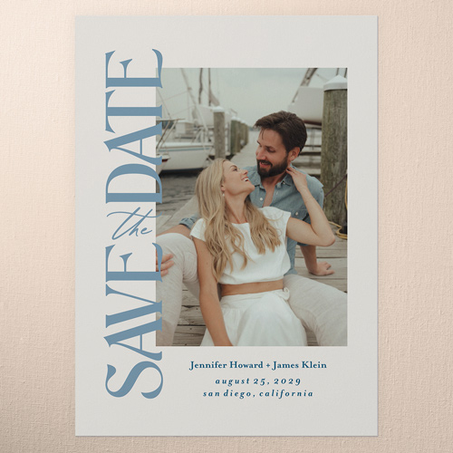 Dockside Moment Save The Date, Blue, 5x7 Flat, 100% Recycled Cardstock , Square, Powder Blue