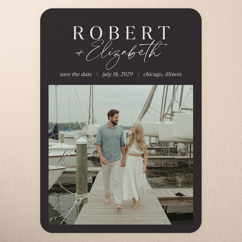 Novel Keepsake Save The Date, Black, 5x7 Flat, Matte, Signature Smooth Cardstock, Rounded, Black