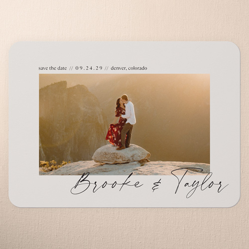 Refined Romance Save The Date, Beige, 5x7 Flat, Standard Smooth Cardstock, Rounded, Nude