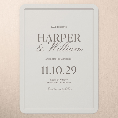 Timeless Union Save The Date, Beige, 5x7 Flat, Matte, Signature Smooth Cardstock, Rounded, Nude