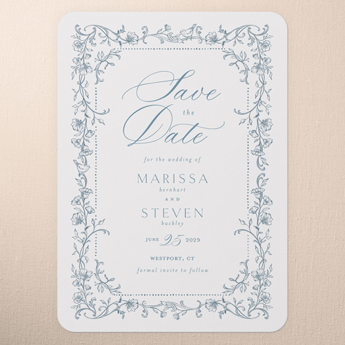 Framed Fantasy Save The Date, Blue, 5x7 Flat, Matte, Signature Smooth Cardstock, Rounded, Marine Layer