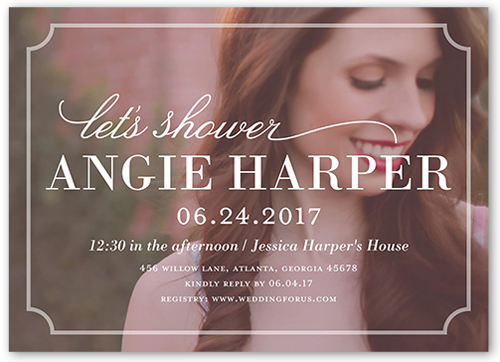 Ticket Corners Bridal Shower Invitation, Pink, 100% Recycled Cardstock , Square