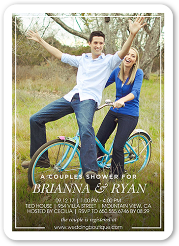 Happiest Couple Bridal Shower Invitation, White, Pearl Shimmer Cardstock, Rounded