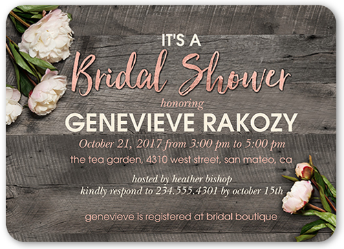 Flowering Perfection Bridal Shower Invitation, Grey, Matte, Signature Smooth Cardstock, Rounded
