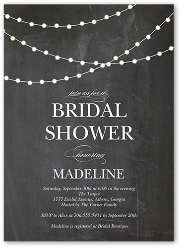 Hanging Lights Bridal Shower Invitation, Grey, Pearl Shimmer Cardstock, Square