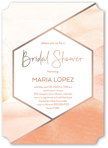Soft Geometry Bridal Shower Invitation, Beige, 5x7 Flat, Pearl Shimmer Cardstock, Ticket