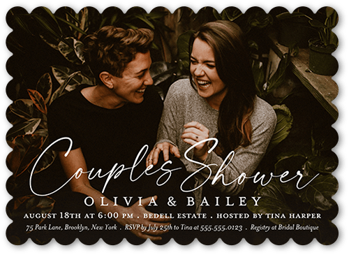 Couples Shower Bridal Shower Invitation, White, 5x7, Matte, Signature Smooth Cardstock, Scallop