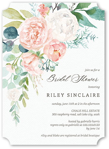 Pastel Bouquet Bridal Shower Invitation, White, 5x7 Flat, Matte, Signature Smooth Cardstock, Ticket