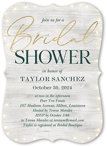 Rustic Lit Bridal Shower Invitation, Gray, 5x7, Matte, Signature Smooth Cardstock, Bracket