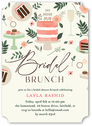 Beautiful Brunch Bridal Shower Invitation, Beige, 5x7 Flat, Matte, Signature Smooth Cardstock, Ticket