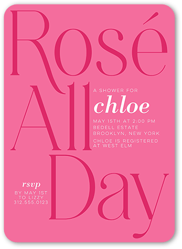 Bridal All Day Bridal Shower Invitation, Pink, 5x7, Standard Smooth Cardstock, Rounded