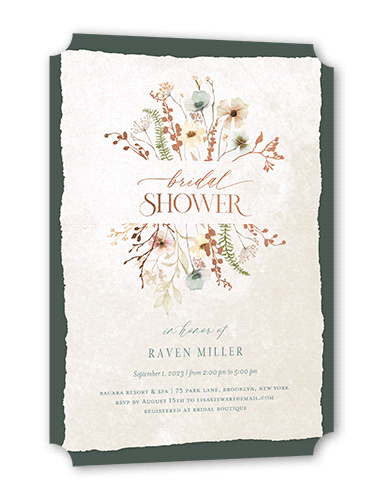 Wild Greenery Bridal Shower Invitation, Rose Gold Foil, Green, 5x7, Pearl Shimmer Cardstock, Ticket