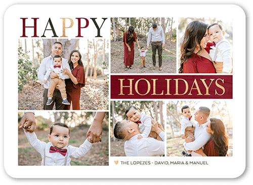 Elegant Gallery Holiday Card, Red, 5x7 Flat, Holiday, Matte, Signature Smooth Cardstock, Rounded