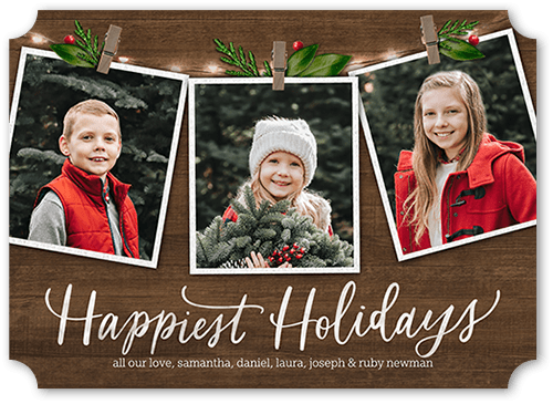 Photo Clips Holiday Card, Brown, 5x7 Flat, Holiday, Matte, Signature Smooth Cardstock, Ticket