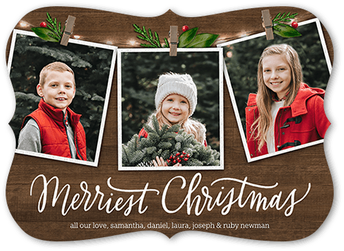 Photo Clips Holiday Card, Brown, 5x7, Christmas, Matte, Signature Smooth Cardstock, Bracket