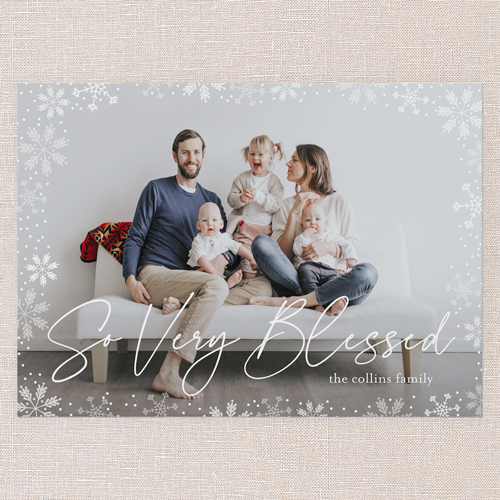 Gently Frosted Frame Holiday Card, White, 5x7 Flat, Religious, Luxe Double-Thick Cardstock, Square