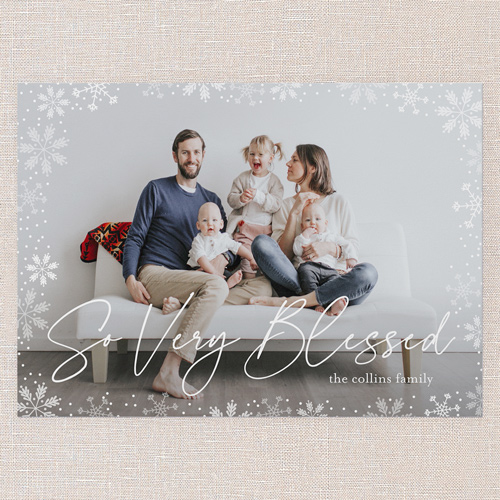 Gently Frosted Frame Holiday Card, White, 5x7 Flat, Religious, Pearl Shimmer Cardstock, Square