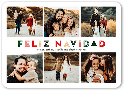 Decorative Display Holiday Card, White, 5x7 Flat, Feliz Navidad, Matte, Signature Smooth Cardstock, Rounded