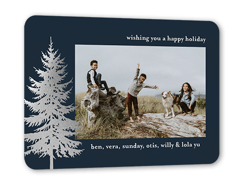 Fulgent Fir Holiday Card, Rounded Corners